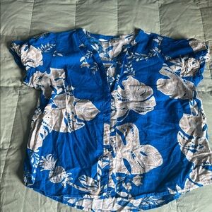 Rachel Zoe Blue and White Tropical Blouse